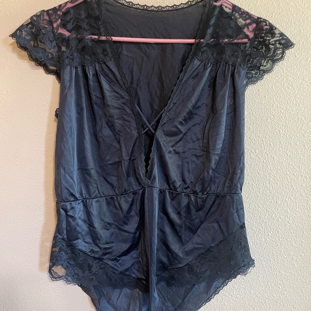 Vintage Lacey black teddy bodysuit lingerie